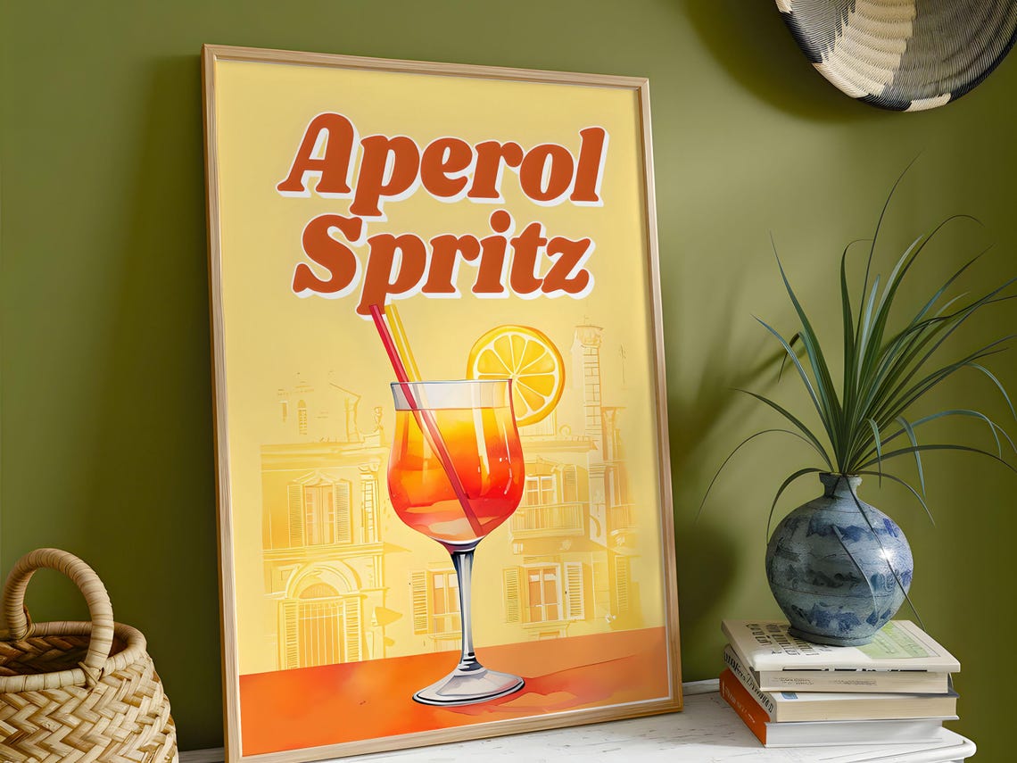 Retro Aperol Spritz Bar Decor Art Print - Image 3