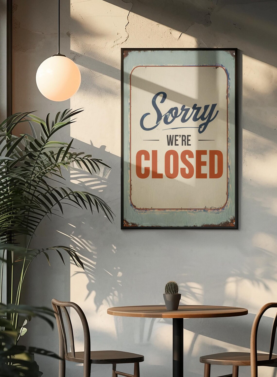 Vintage Sorry Were Closed Rustic Wooden Sign - Image 6