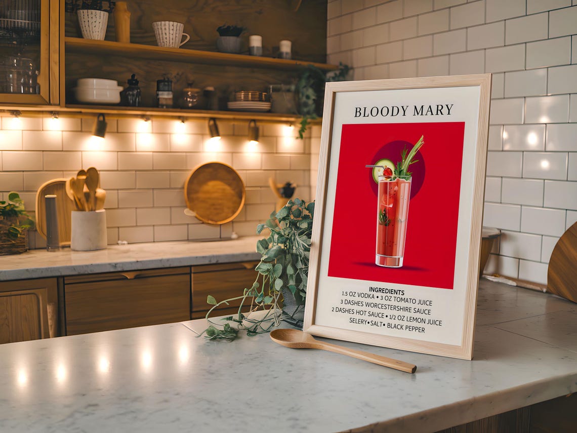 Vintage Bloody Mary Poster, Home Bar Decor - Image 8