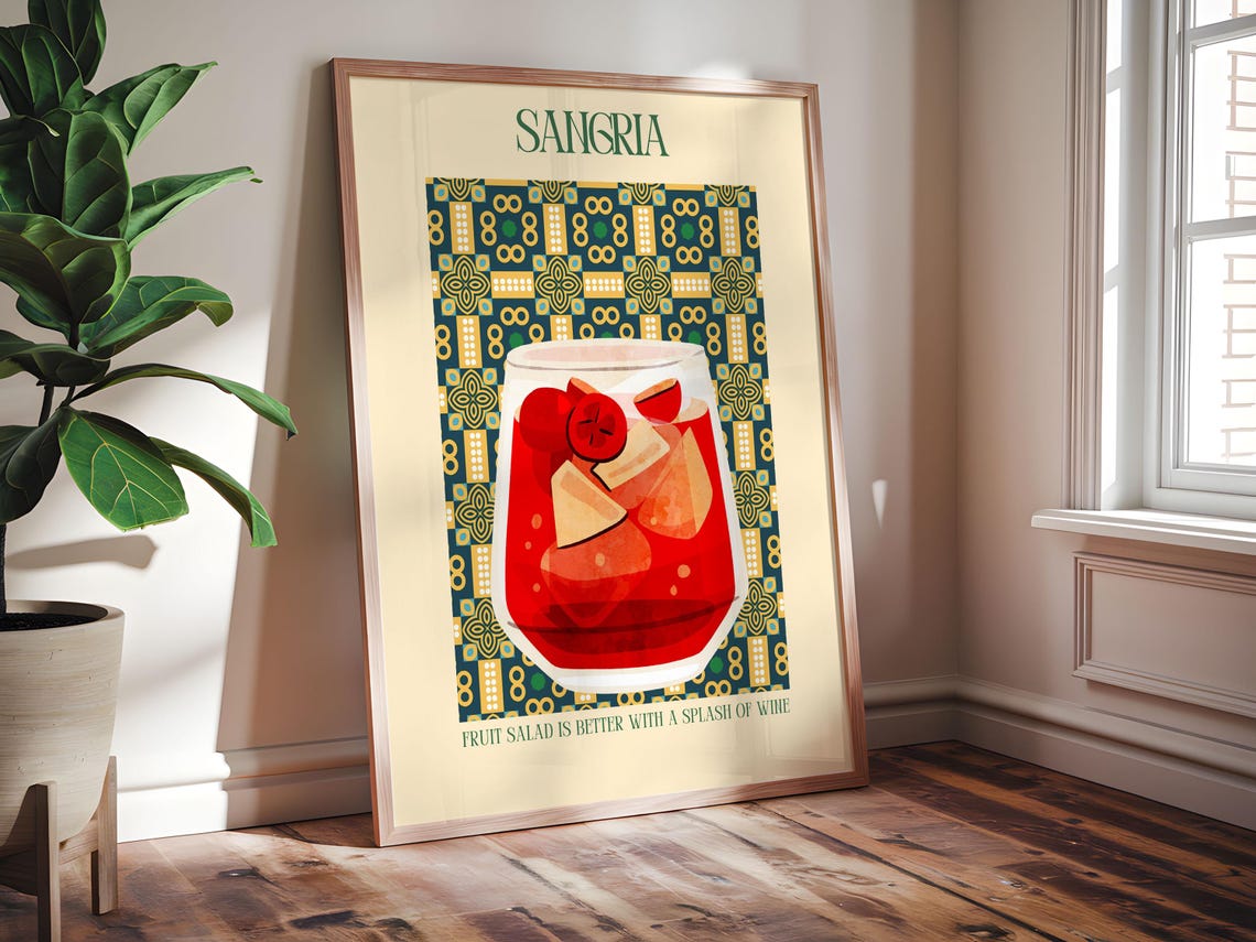 Sangria Fruit Salad Better With Wine Spanish Cocktail Poster