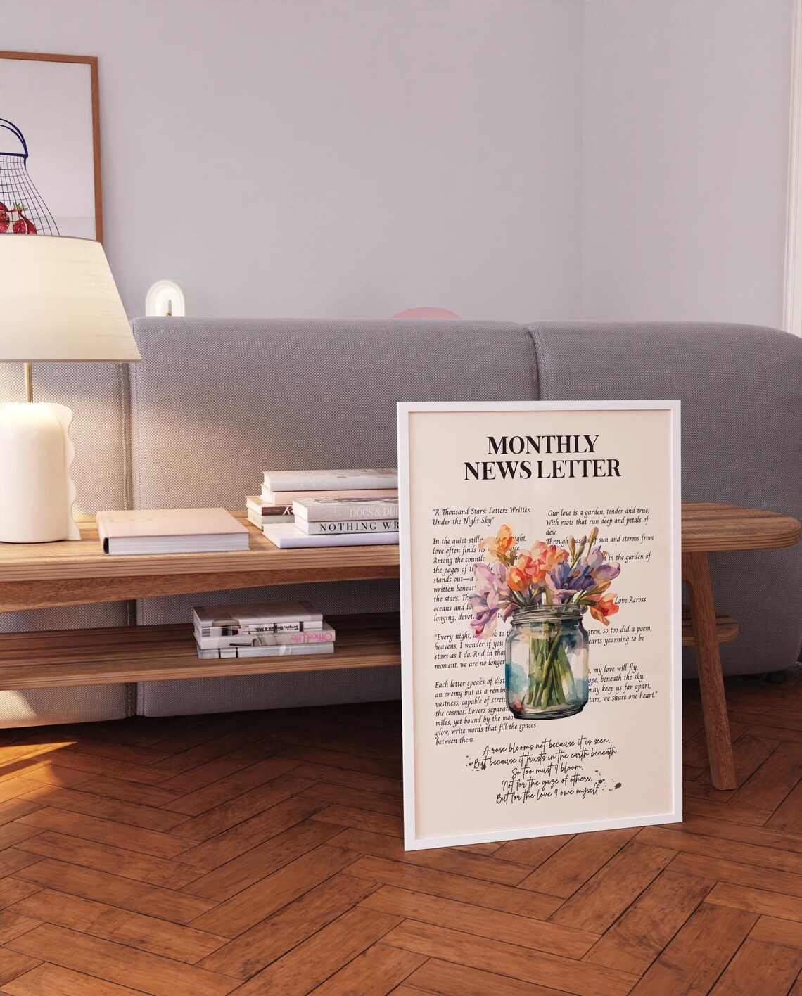 Monthly Newsletter Love Letter Watercolor Floral Romance Poster - Image 4