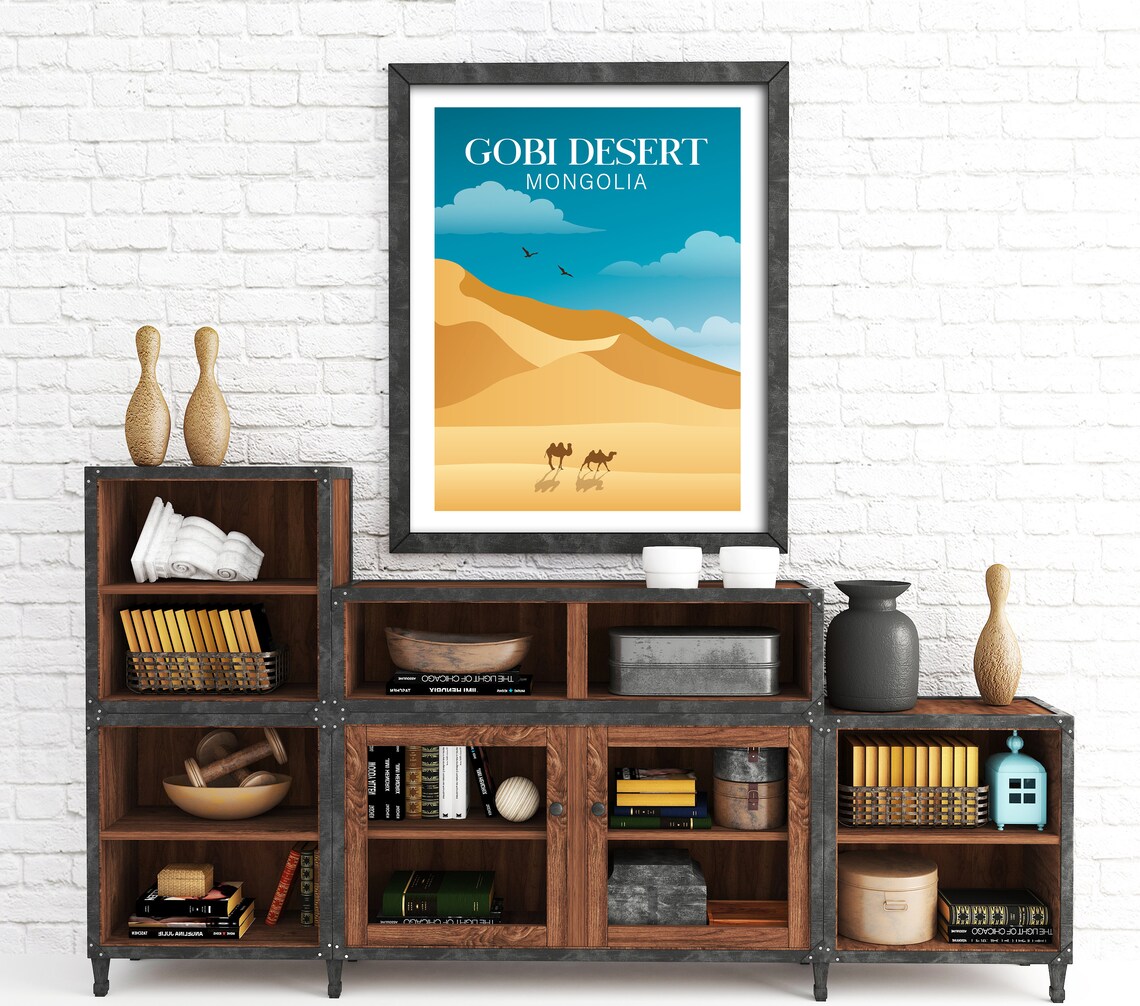 Gobi Desert Mongolia Travel Poster Wall Art Print - Image 2