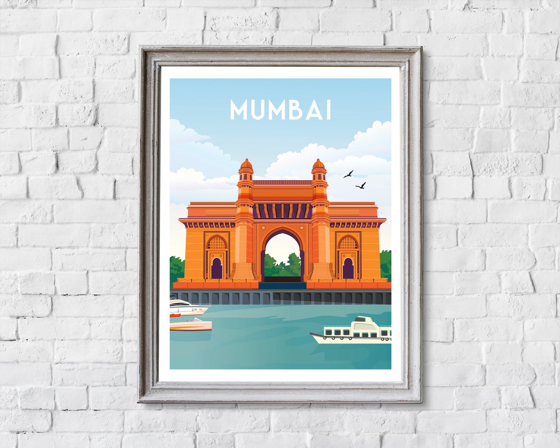 Mumbai Travel Poster Mumbai Print Mumbai Travel Print Mumbai Poster Mumbai Wall Art India Travel Poster India Print - Image 2