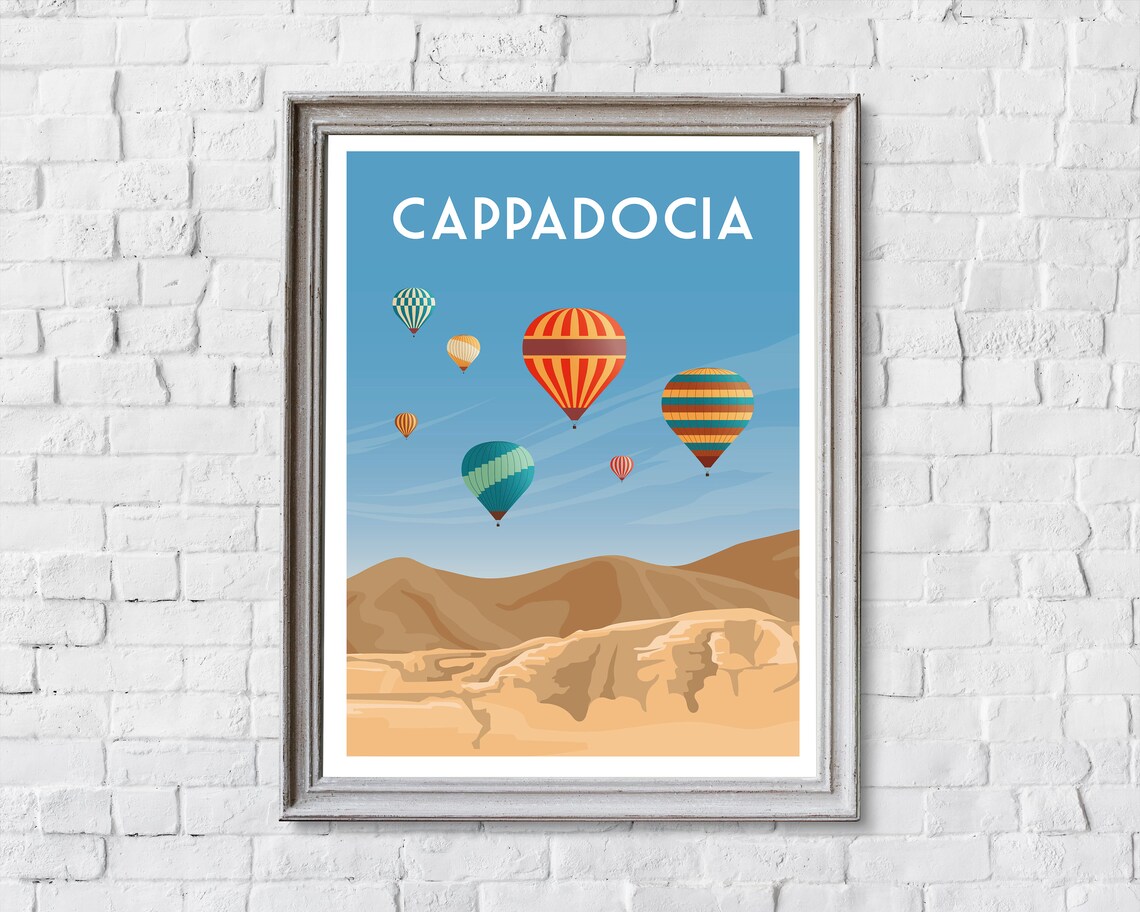 Cappadocia Turkey Colorful Hot Air Balloons Valley Travel Poster - Image 2