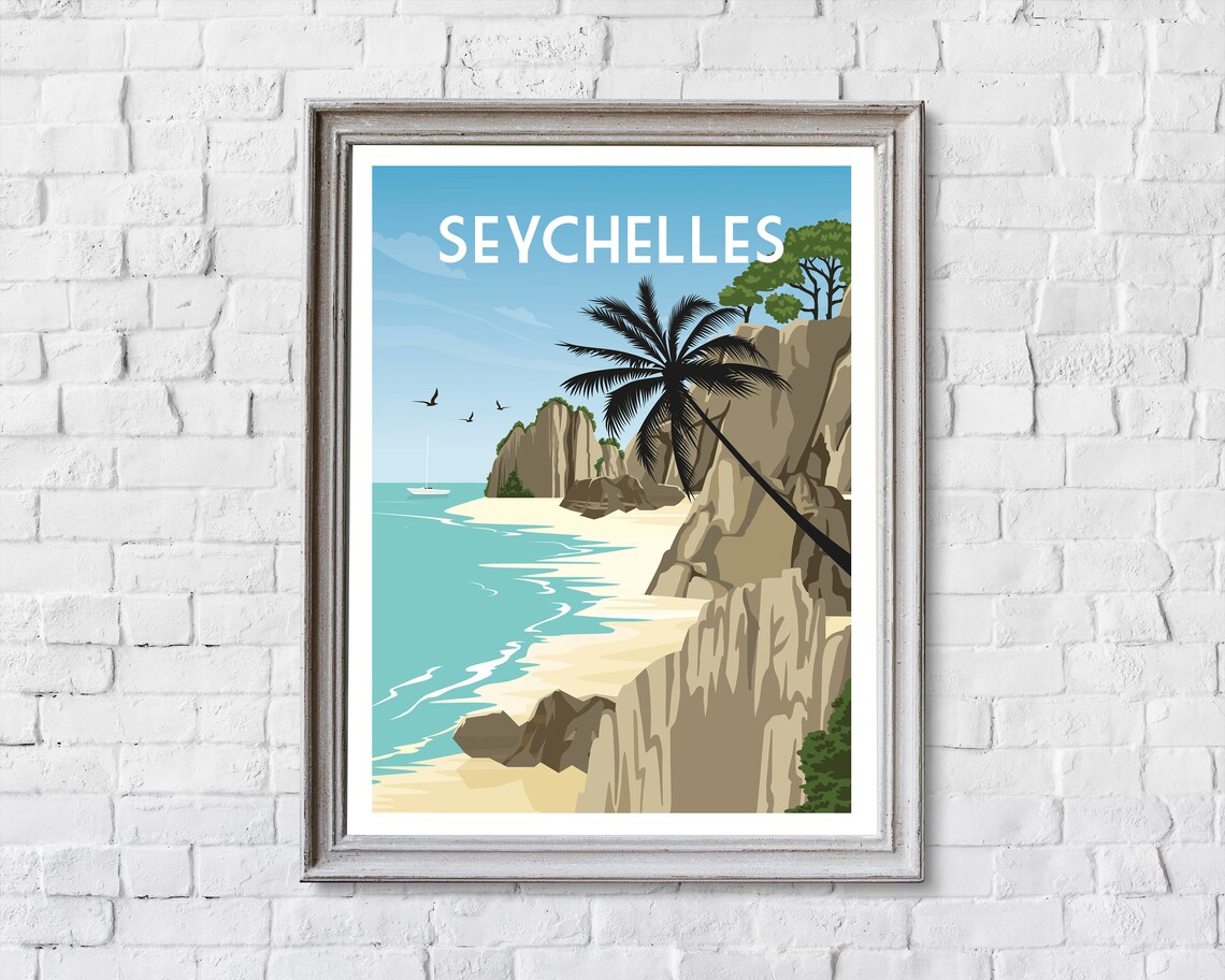 Seychelles Retro Travel Poster, Island Destination Art Print - Image 2