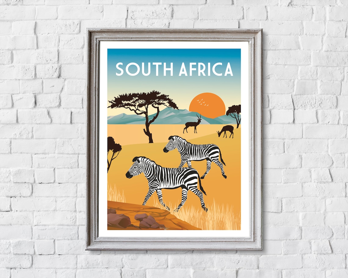South Africa Travel Poster, Safari-Inspired Style - Image 2