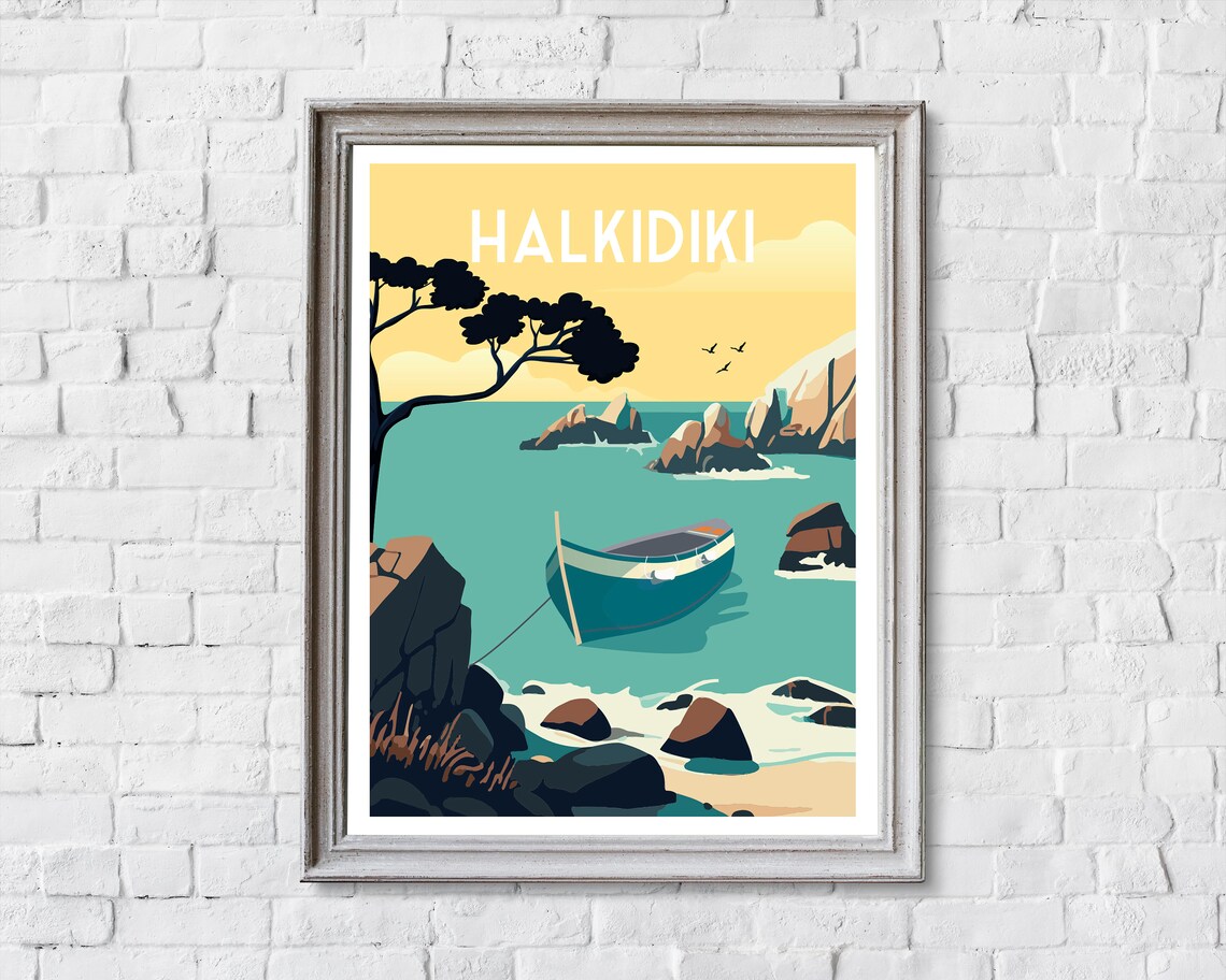 Halkidiki Retro Travel Poster, Greece Travel Print - Image 2