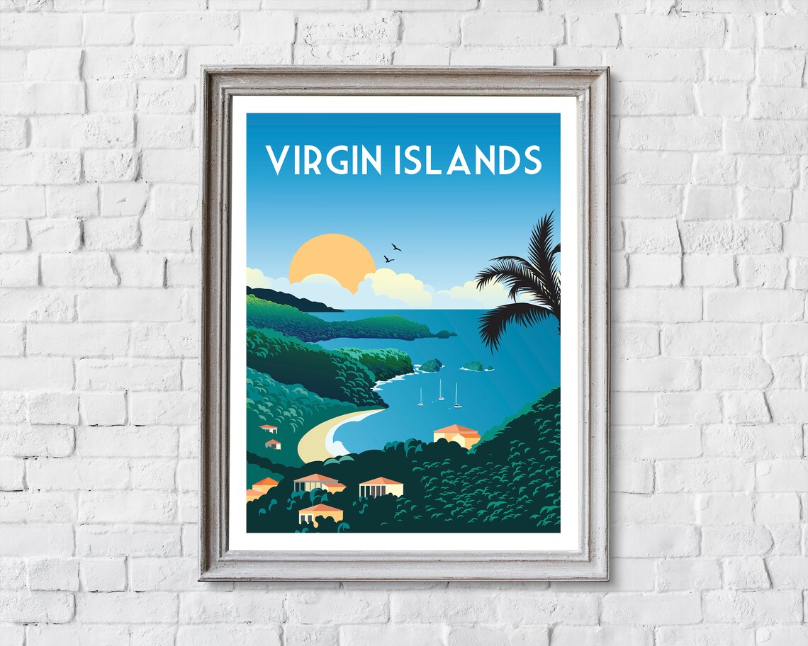 Virgin Islands Travel Poster, Caribbean Art Print - Image 2