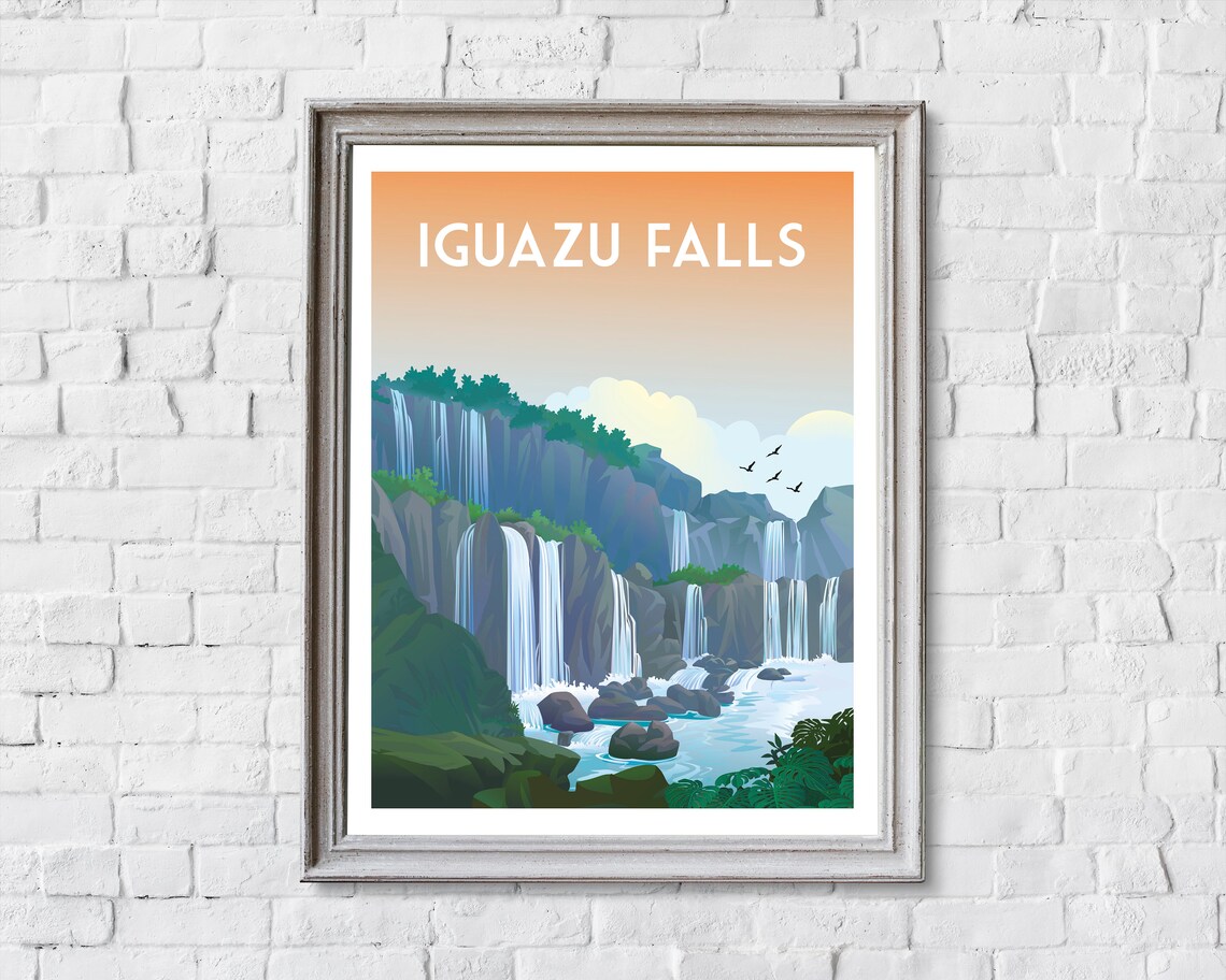 Iguazu Falls Retro Travel Poster, Argentina View - Image 2