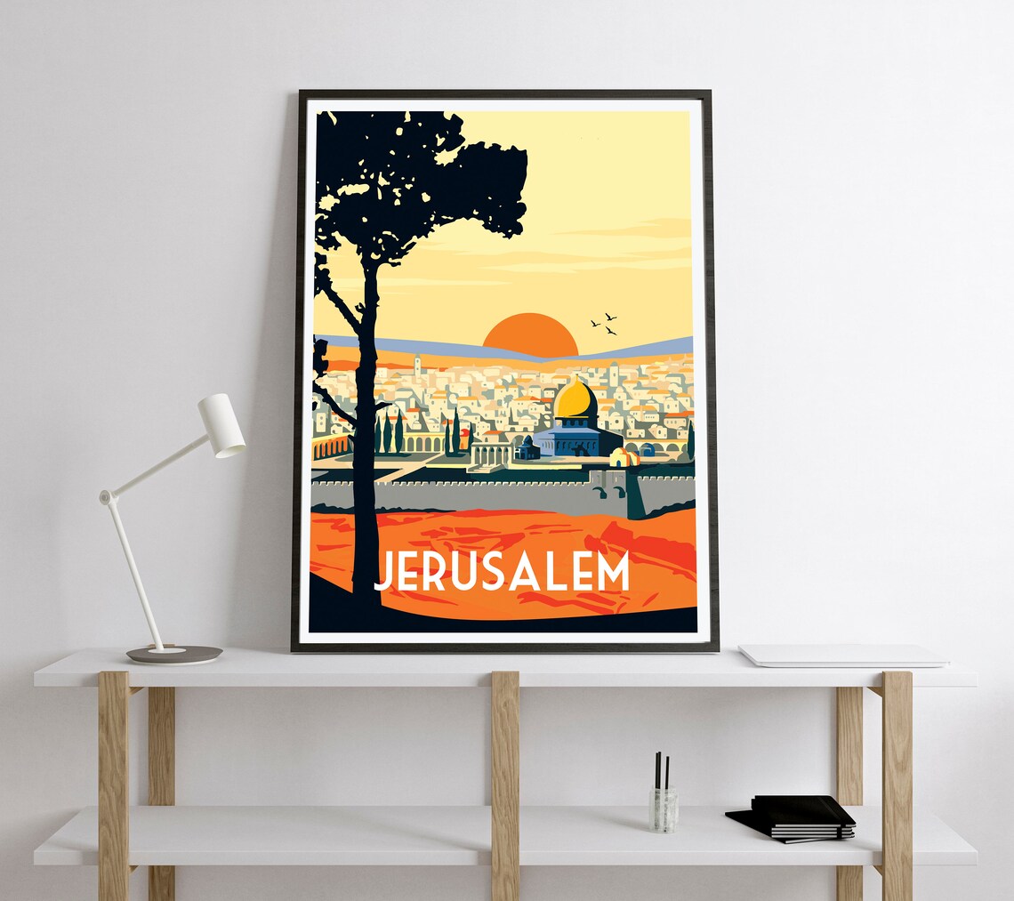 Jerusalem Retro Travel Poster, Israel Travel Poster - Image 2