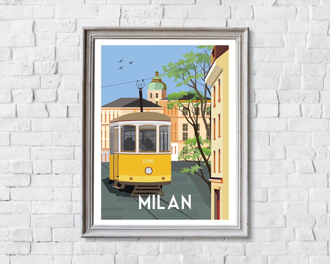 Milan Italy Retro Travel Poster, Wall Art Print - Image 2