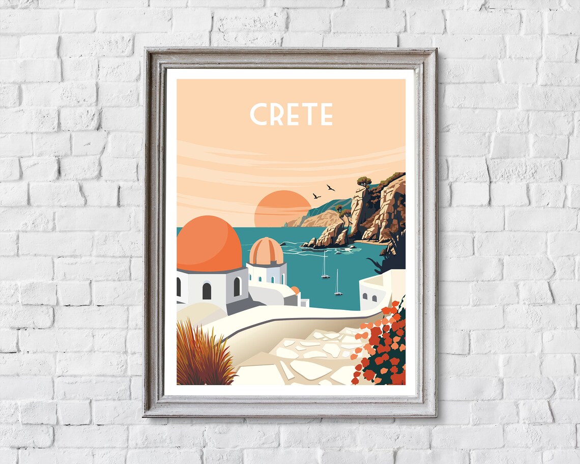 Crete Retro Travel Poster, Greece Wall Art Print - Image 2