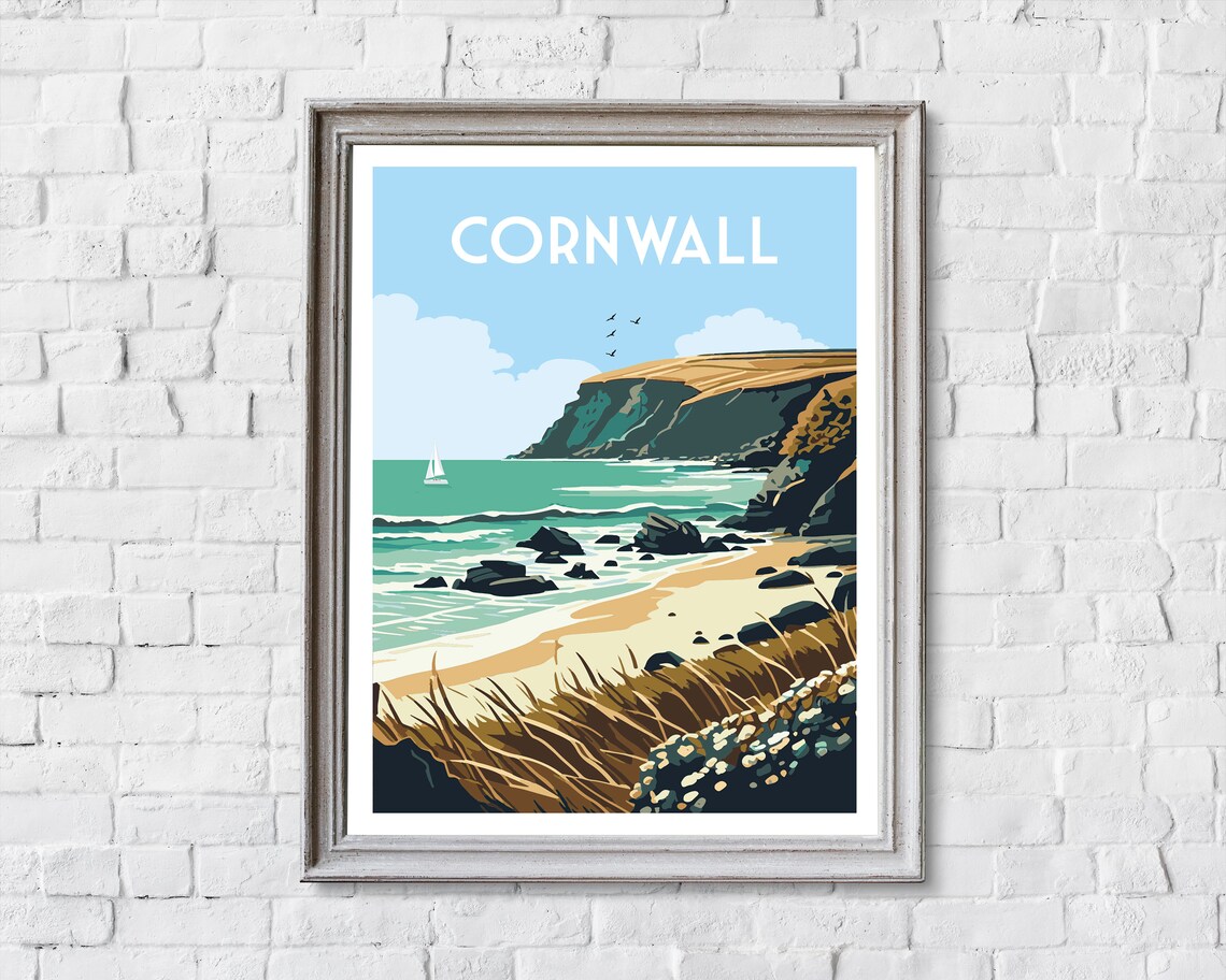 Cornwall Travel Poster, Retro Cornwall Art Print - Image 2