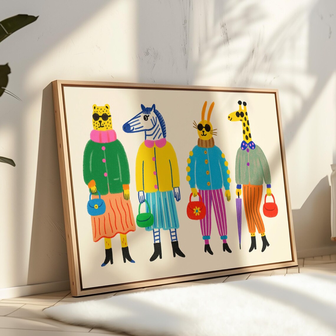 Stylish Dressed Animals Illustration, Anthropomorphic Friends