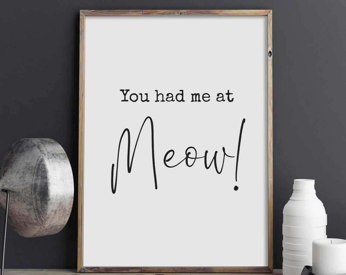 You Had Me At Meow Exclamation Fun Cat Lover Typography Poster