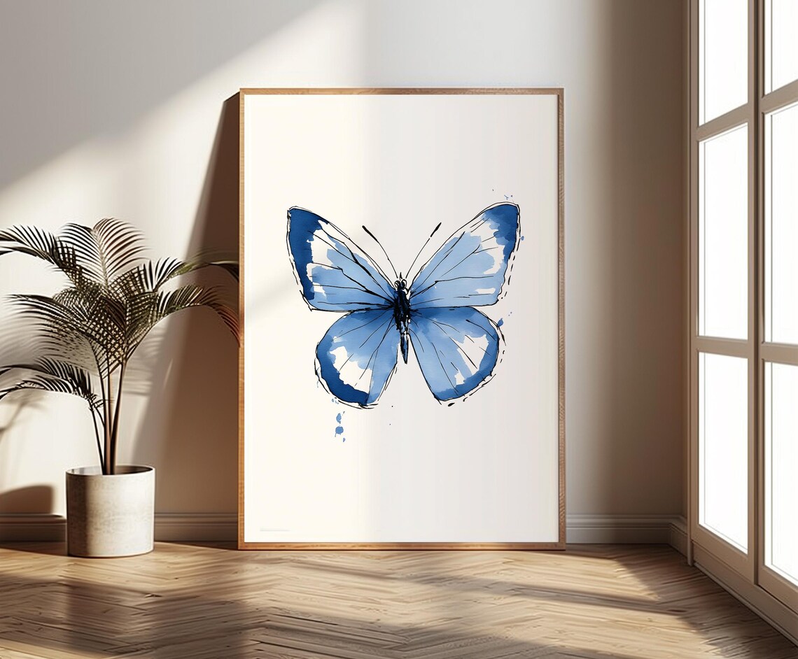 Delicate Butterfly Watercolor Sketch, Simple Butterfly Drawing - Image 3