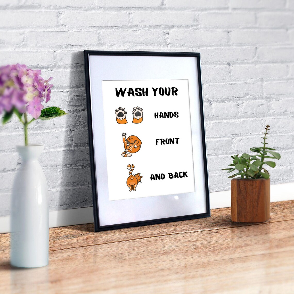 Funny Bathroom Cat Sign, Wash Your Hands Poster - Image 3