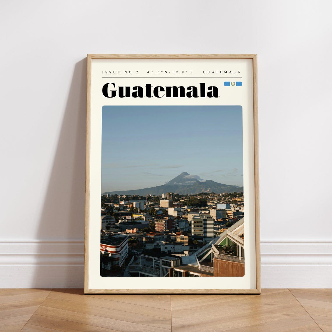 Guatemala Volcano Skyline Rooftop Dramatic City Travel Poster - Image 3