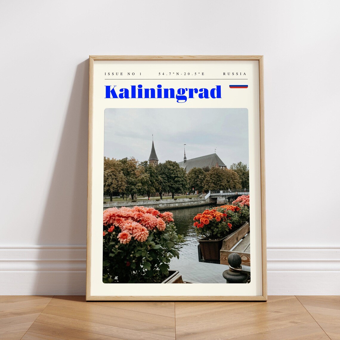 Kaliningrad Russia Riverside Cathedral Flowers Vintage Travel Poster - Image 3