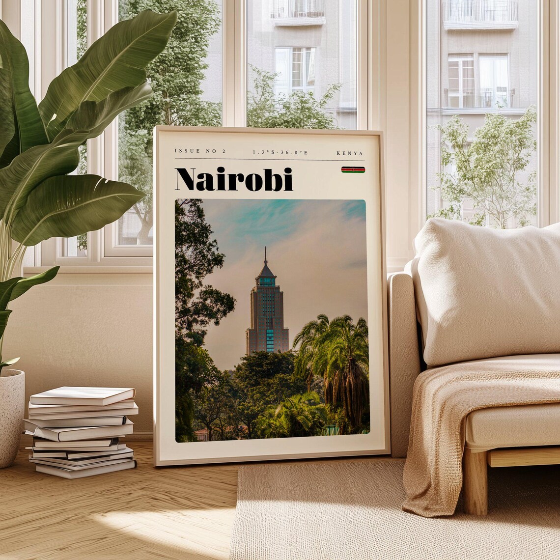 Nairobi Kenya Skyscraper Above Palm Trees Cityscape Photo Poster