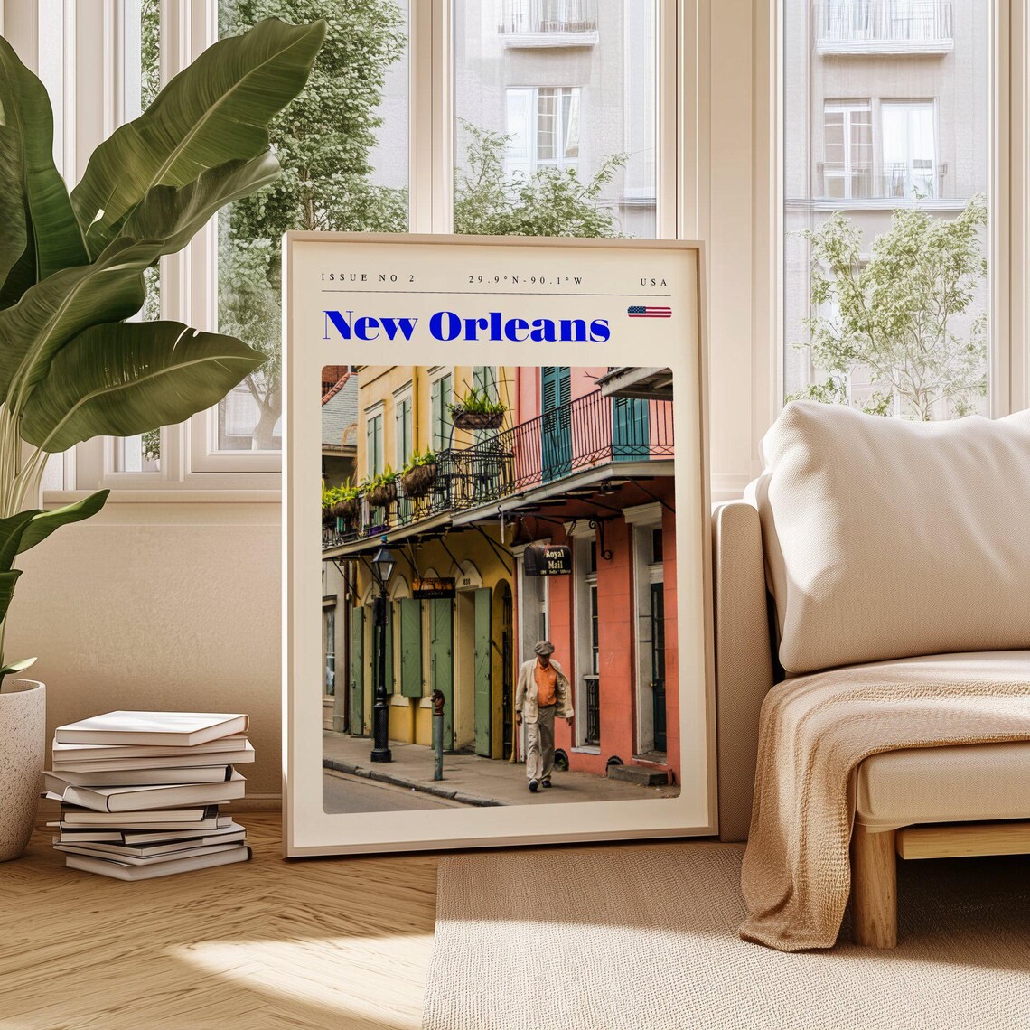 New Orleans French Quarter Colorful Street Scene Travel Poster