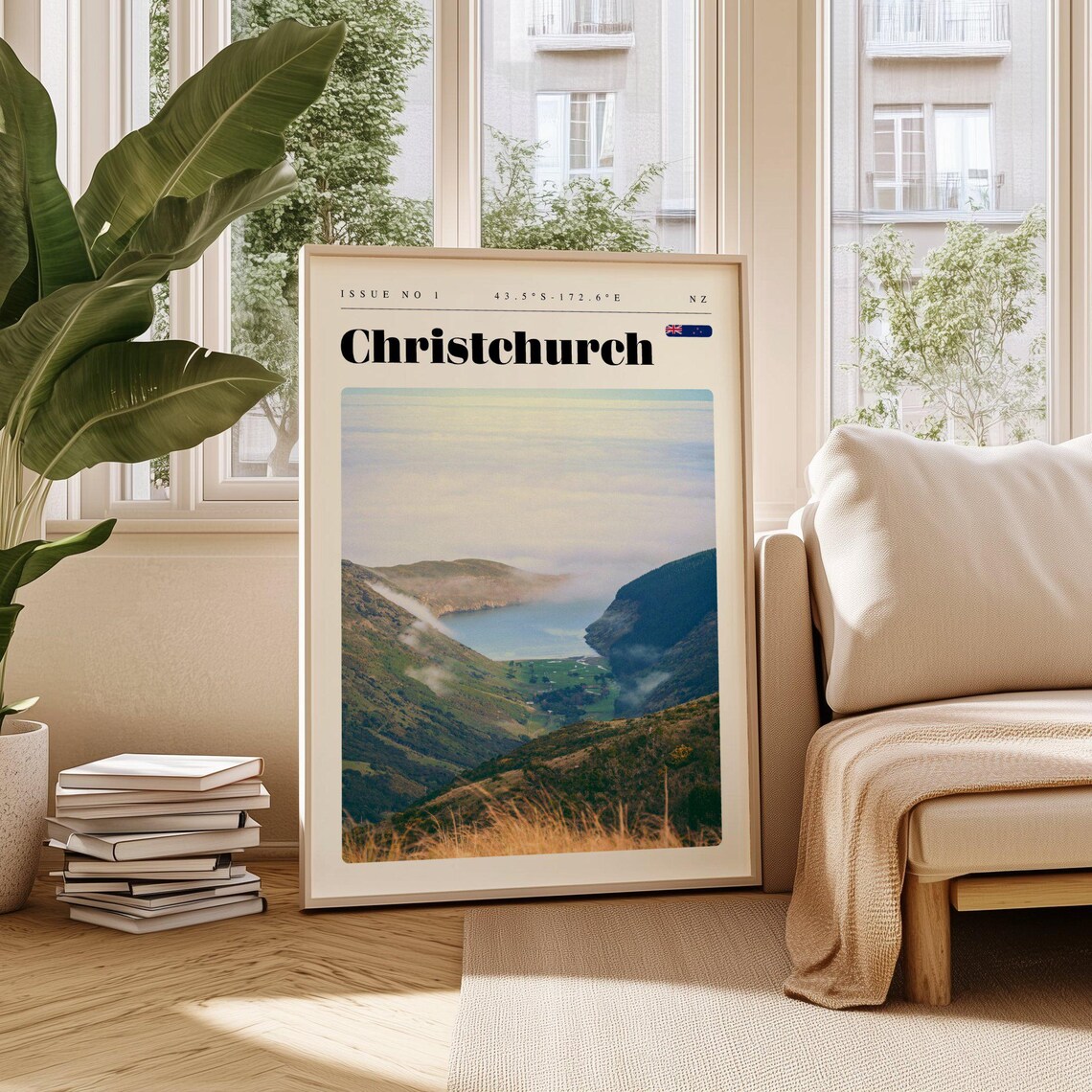 Christchurch New Zealand Misty Coastal Valley Photo Travel Poster