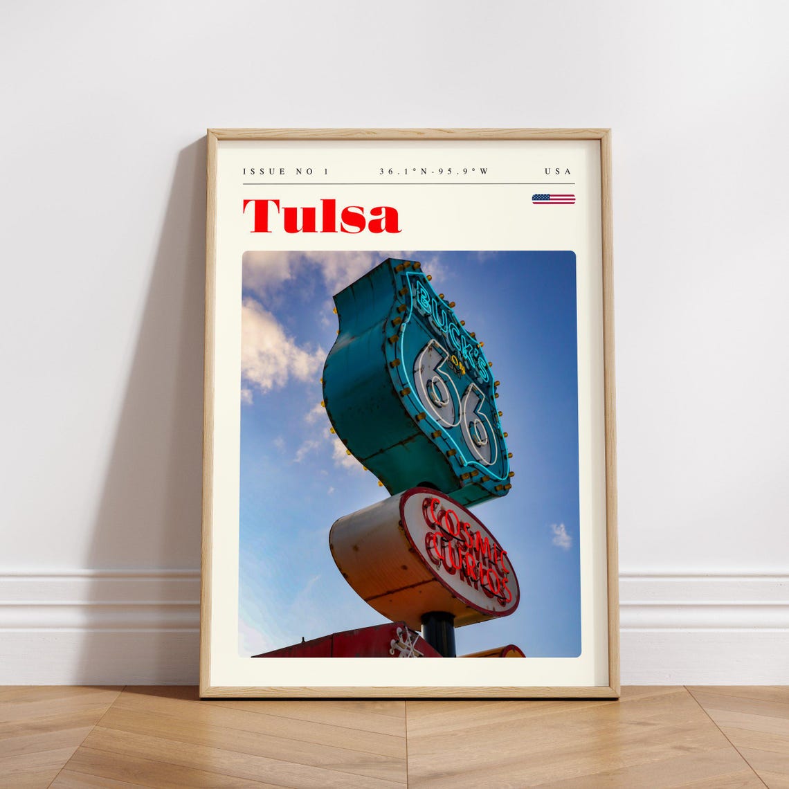 Tulsa Route 66 Neon Roadside Sign Americana Photography Poster - Image 3