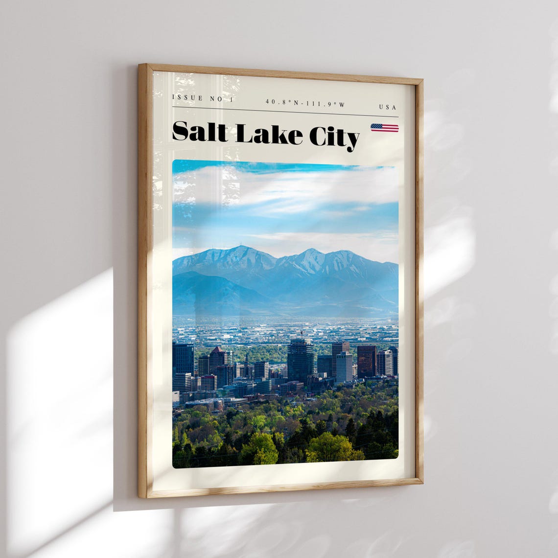 Salt Lake City Skyline Mountain Backdrop Utah USA Travel Poster - Image 2