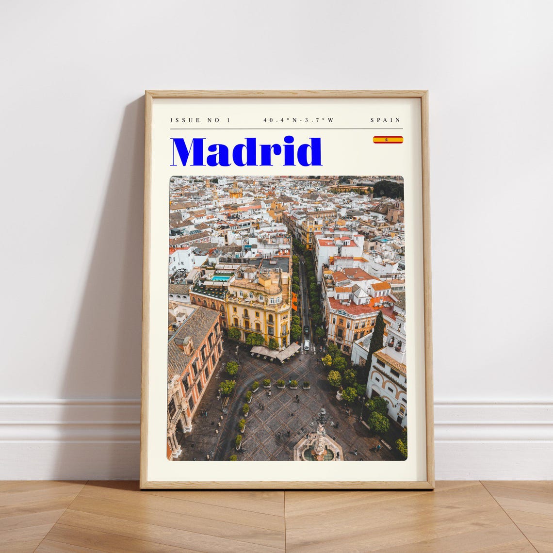 Madrid Spain Old Town Plaza From Above Aerial City View Poster - Image 3