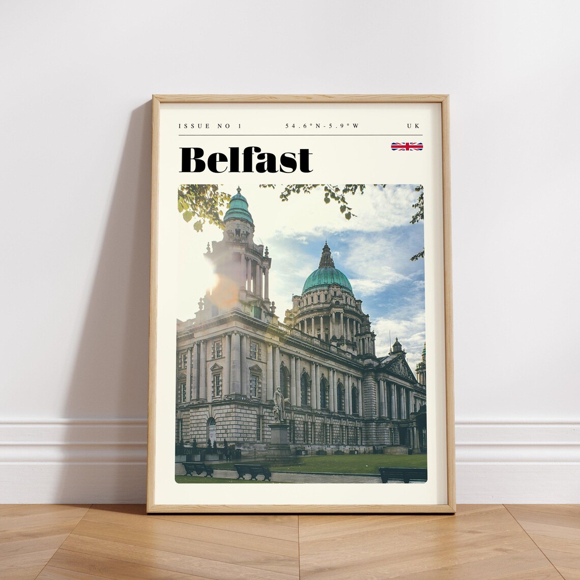 Belfast Northern Ireland City Hall Green Domes Travel Poster - Image 3