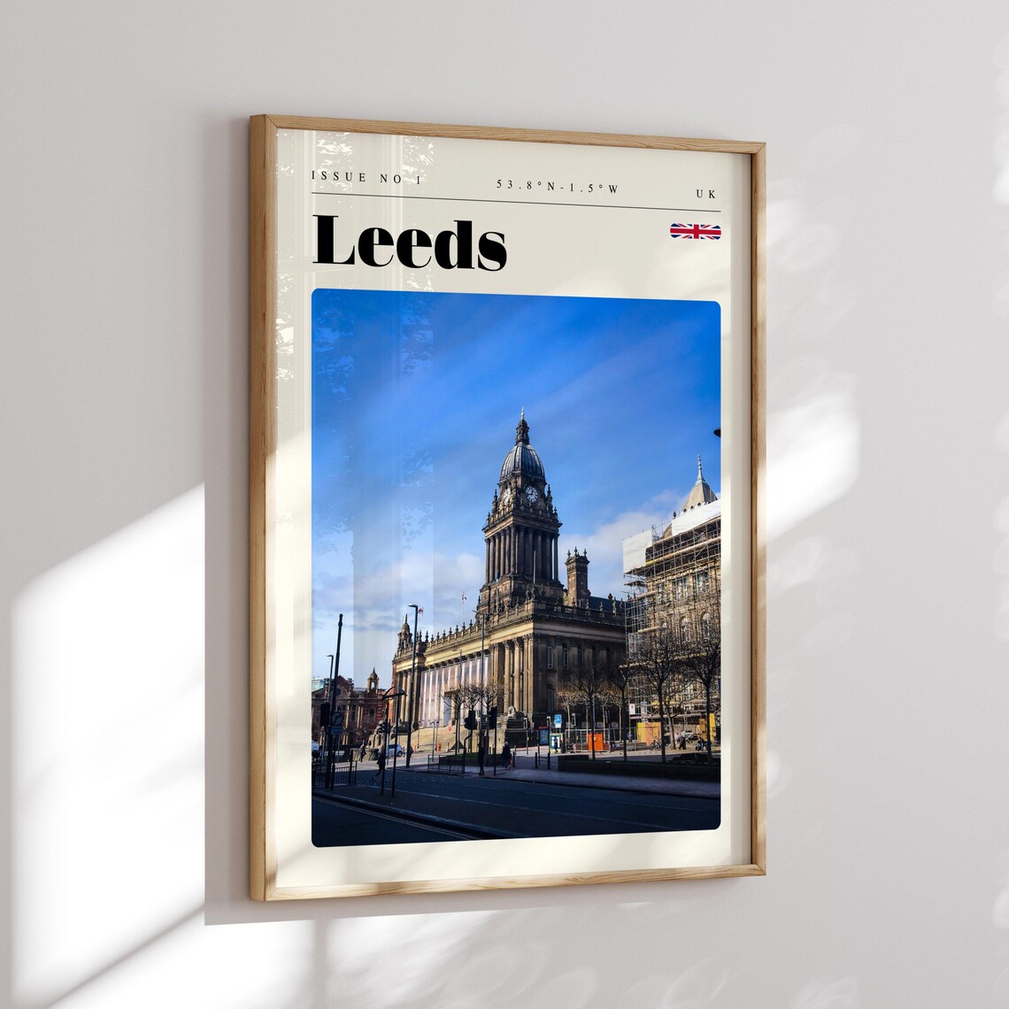 Leeds UK Grand Town Hall Clock Tower City Center Travel Poster - Image 2