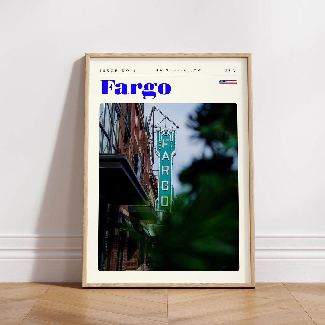 Fargo USA Neon Theater Sign Downtown Street Scene Travel Poster - Image 3