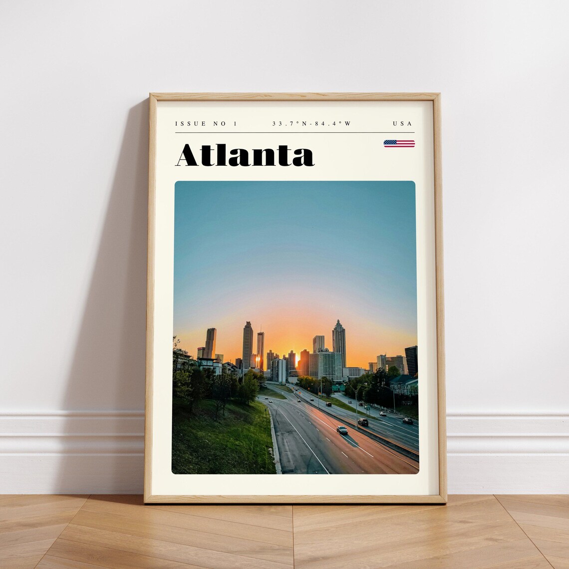 Atlanta USA Skyline Sunset Highway Approach City Lights Travel Poster - Image 3