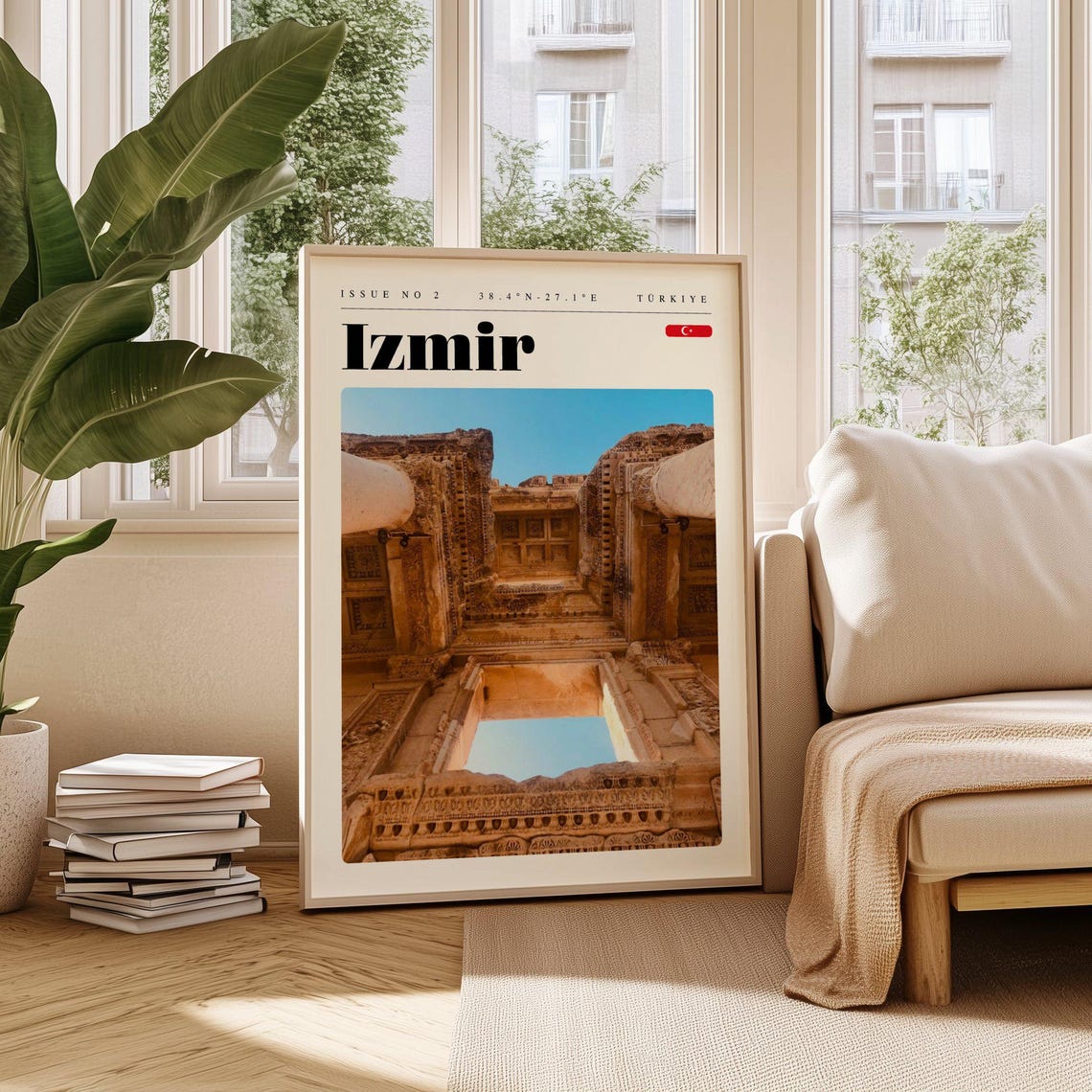 Izmir Turkey Ancient Stone Ruins Carved Columns Photo Travel Poster