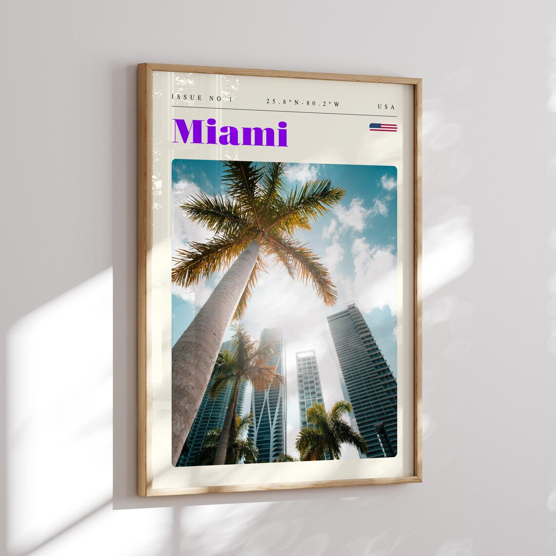 Miami Tropical Palm Trees Skyscrapers View Florida USA Travel Poster - Image 2