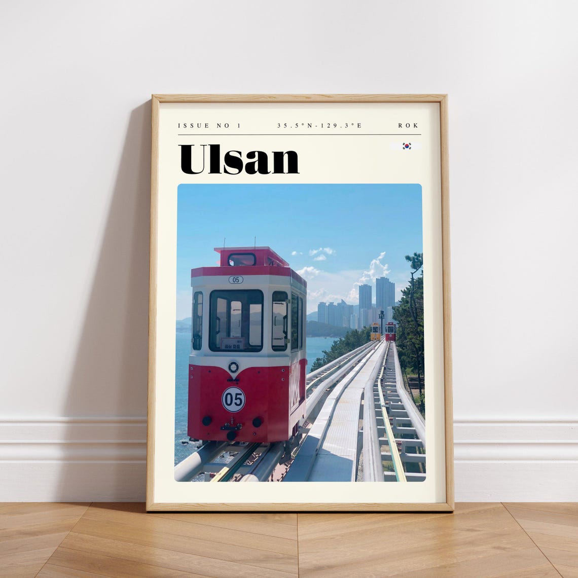 Ulsan Korea Red Coastal Tram Elevated Track Modern Travel Poster - Image 3