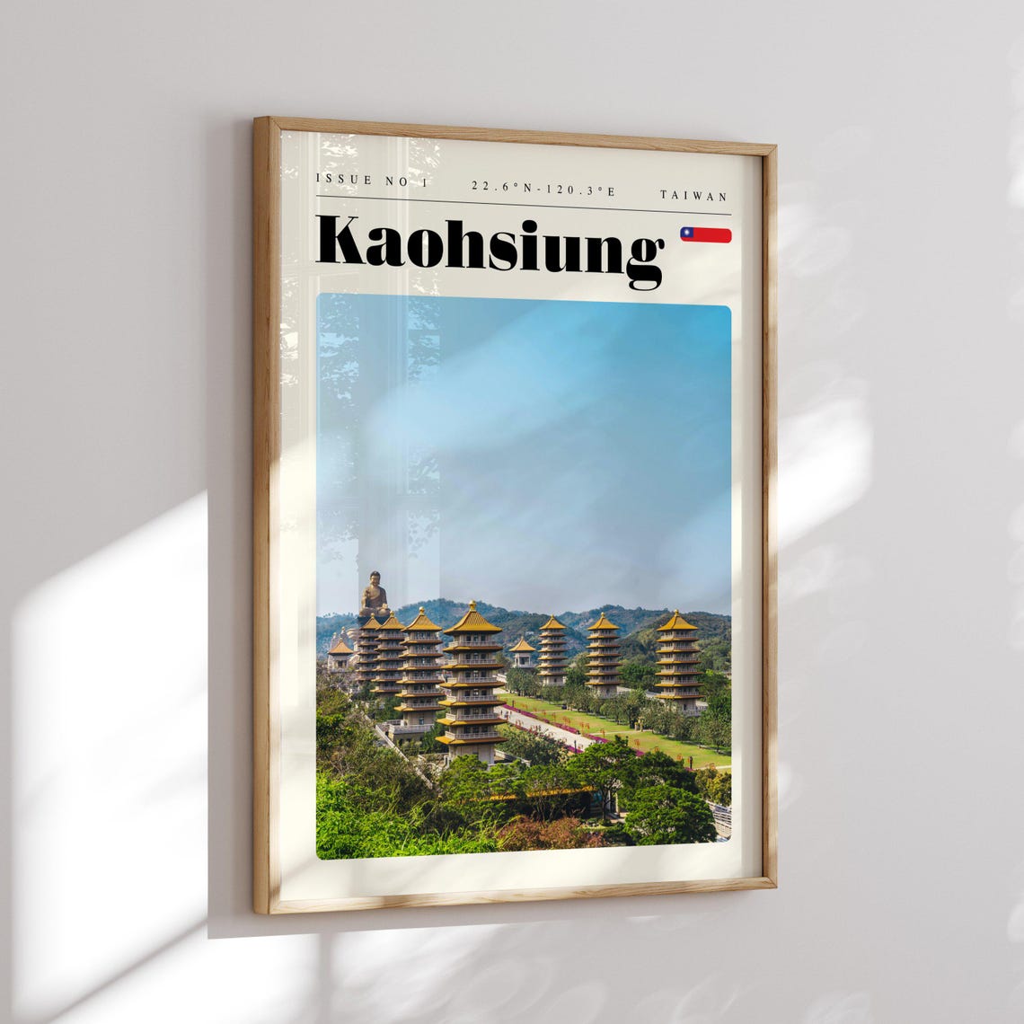 Kaohsiung Golden Pagodas Giant Buddha Taiwan Temple Travel Poster - Image 2