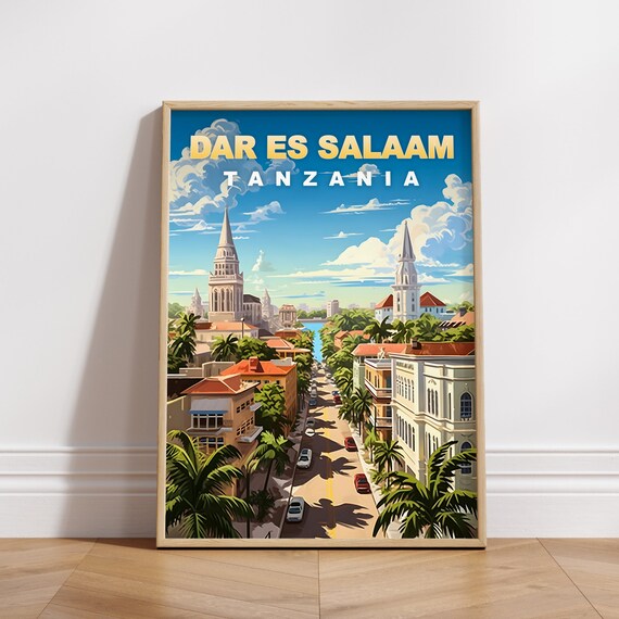 Dar Es Salaam Travel Poster Tanzania Print Retro Wall Art Wall Decor Vintage Africa Cities Art