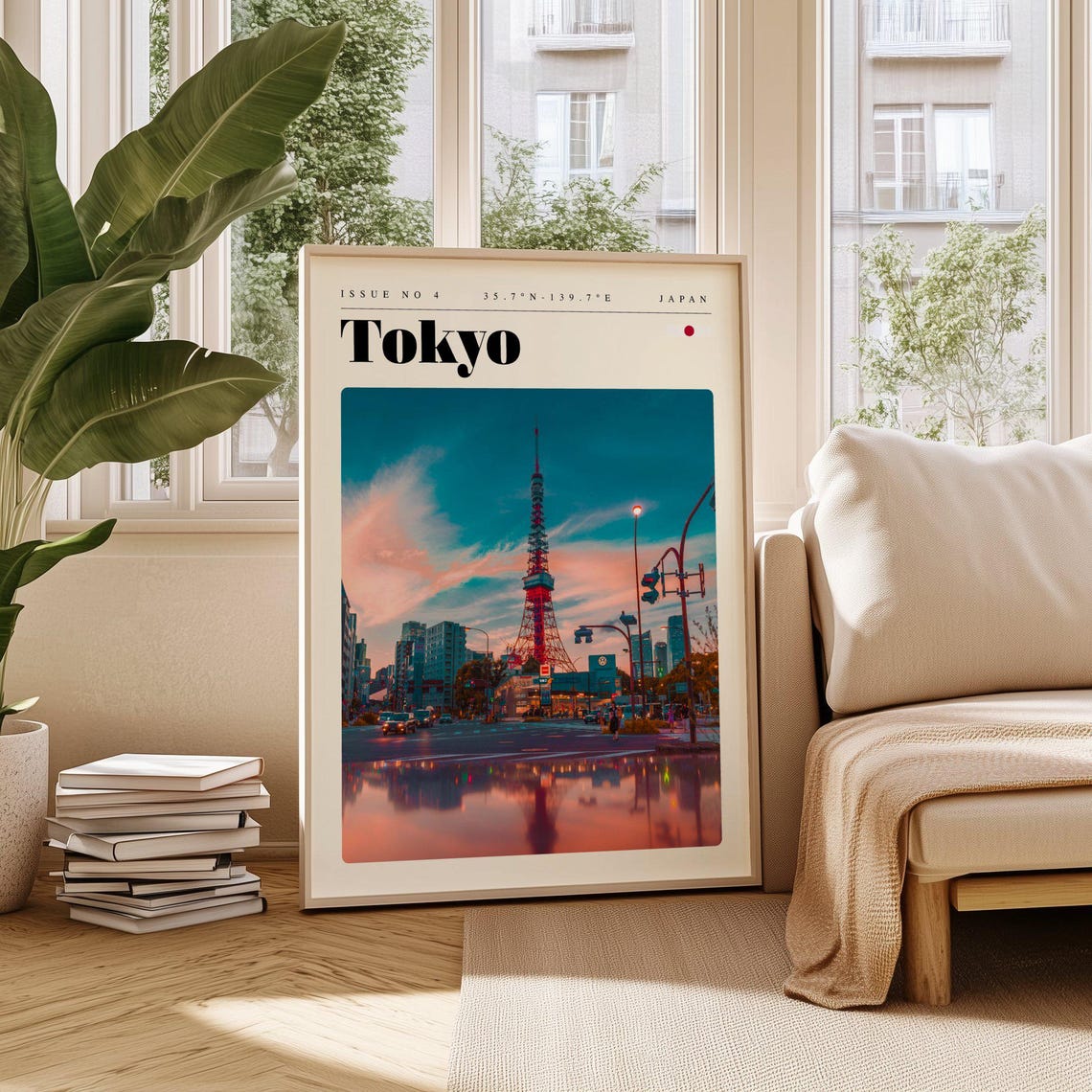 Tokyo Vintage Travel Poster Featuring Tokyo Tower Sunset Japan