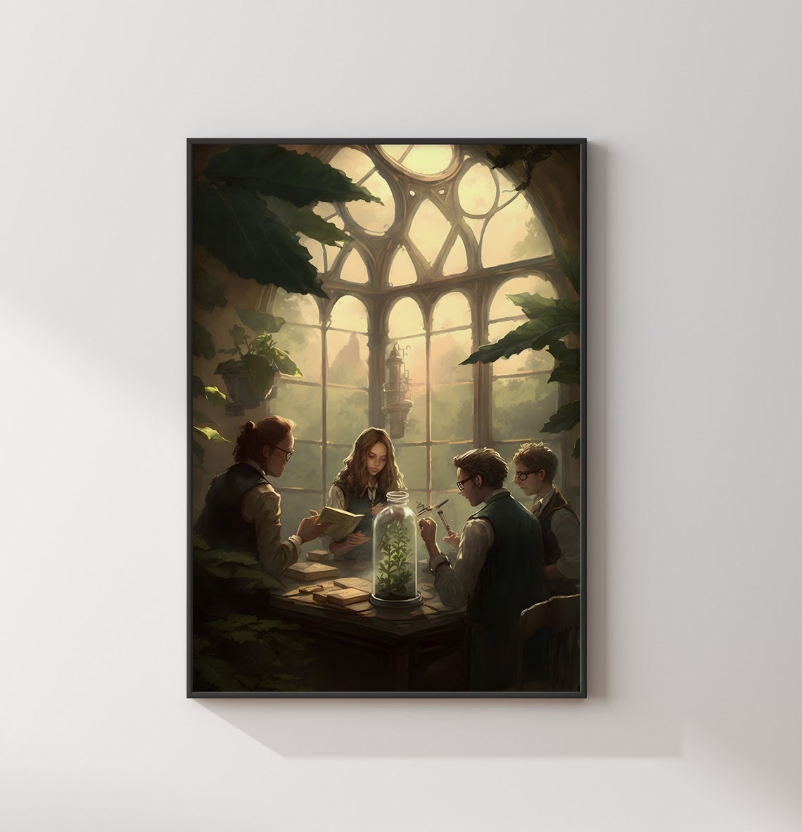 Magical Greenhouse Herbology Students Glass Cloche Wizard Poster - Image 2