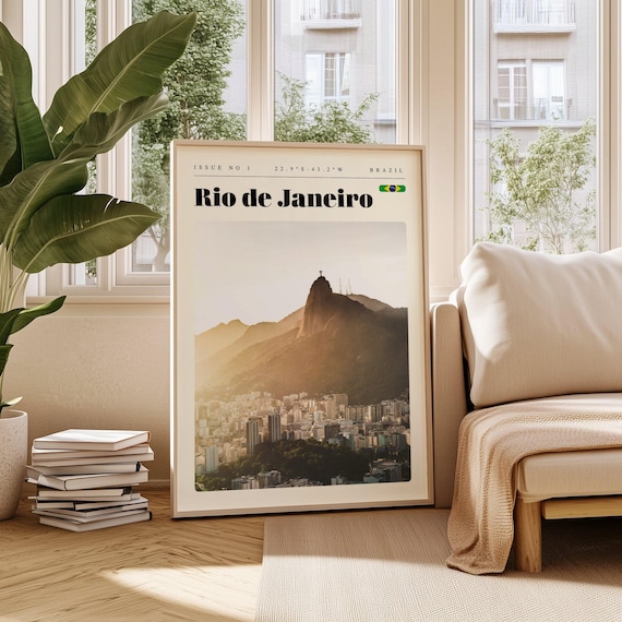 Rio de Janeiro Brazil Vintage Travel Poster Christ the Redeemer View