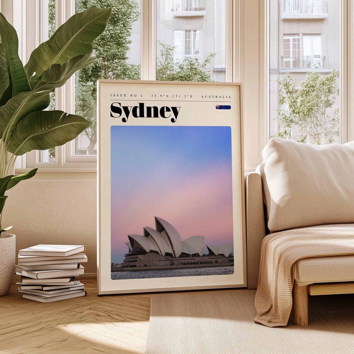 Sydney Australia Vintage Travel Poster Opera House Sunset Sails