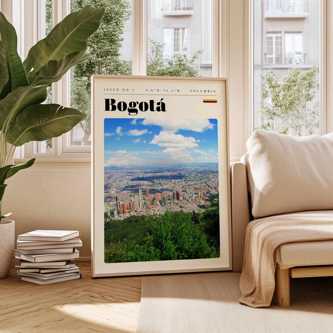 Bogotá City Panorama Colombia South America Retro Travel Poster