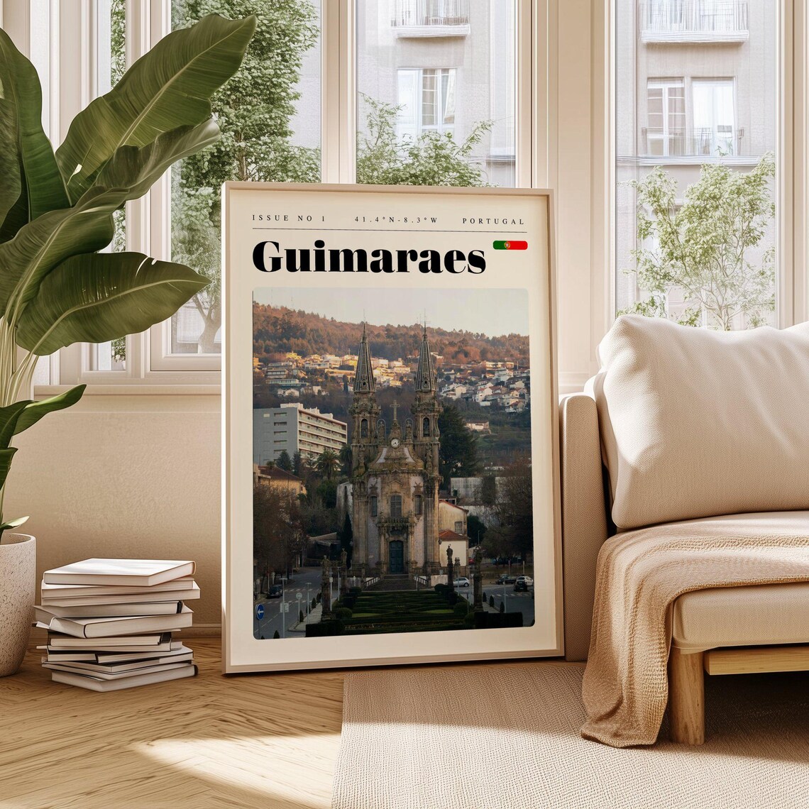 Guimaraes Portugal Baroque Twin Spire Church Hillside Poster