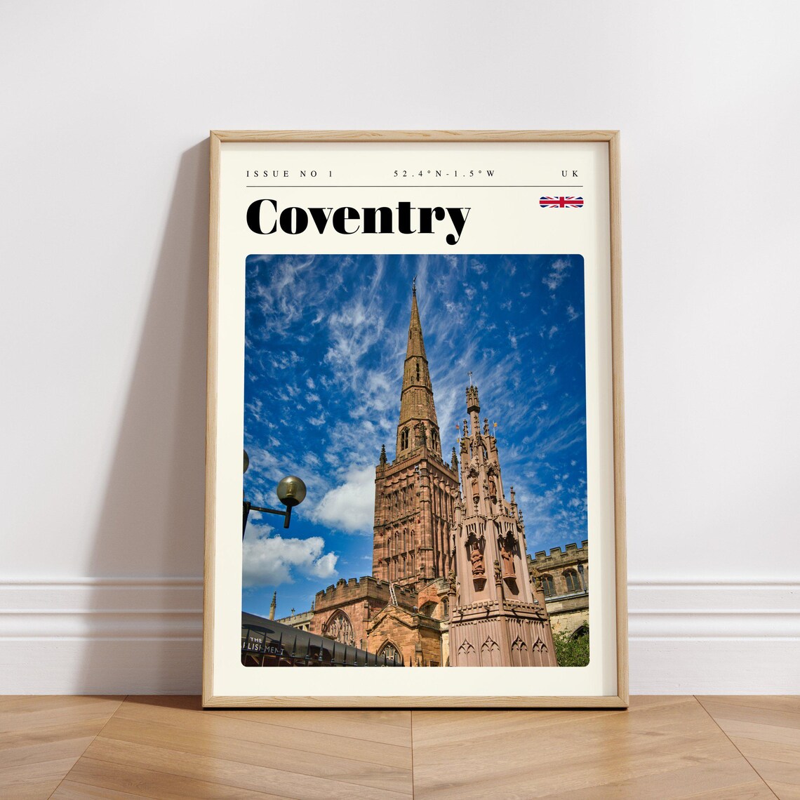 Coventry England Cathedral Spire Historic Architecture Travel Poster - Image 3