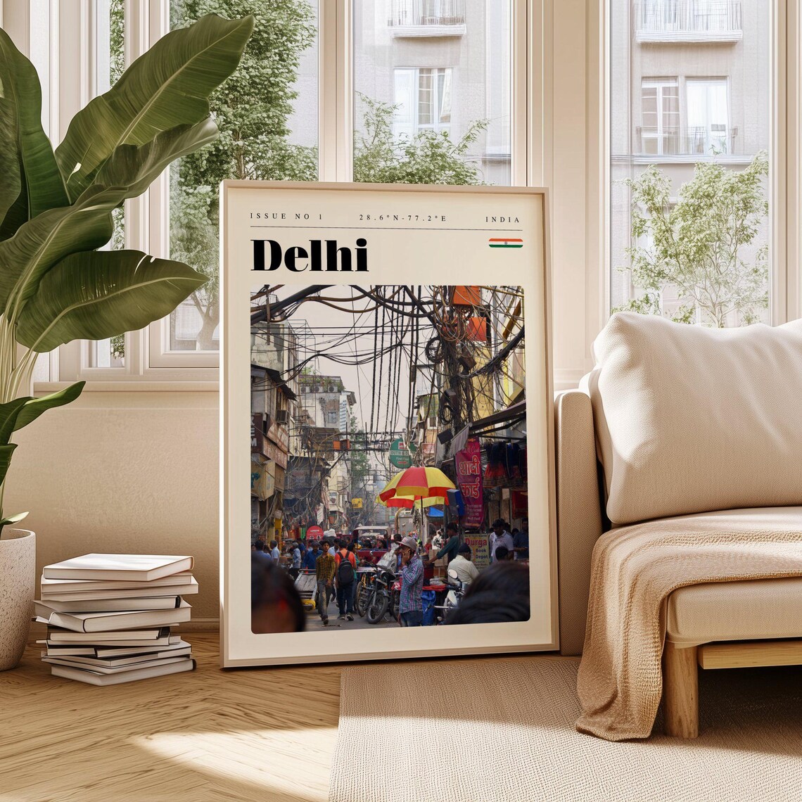 Delhi India Bustling Street Market Vibrant Asia Photo Travel Poster