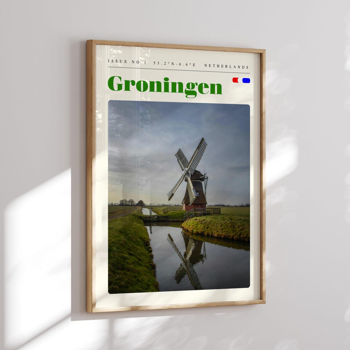 Groningen Netherlands Windmill Canal Reflection Dutch Poster - Image 2
