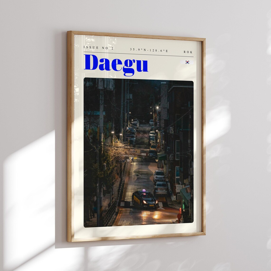 Daegu South Korea Night Street Neon Lights Rainy Road Travel Poster - Image 2