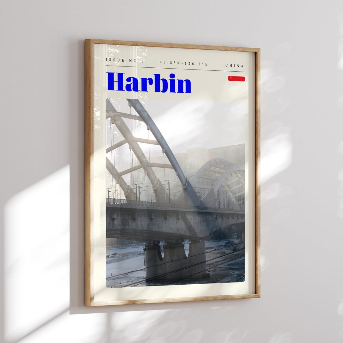 Harbin Steel Arch Bridge Mist China Issue 1 Retro Travel Poster - Image 2