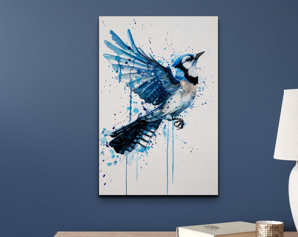 Watercolor Blue Jay Bird Art